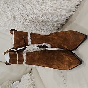 Donna Karan brown fur boots